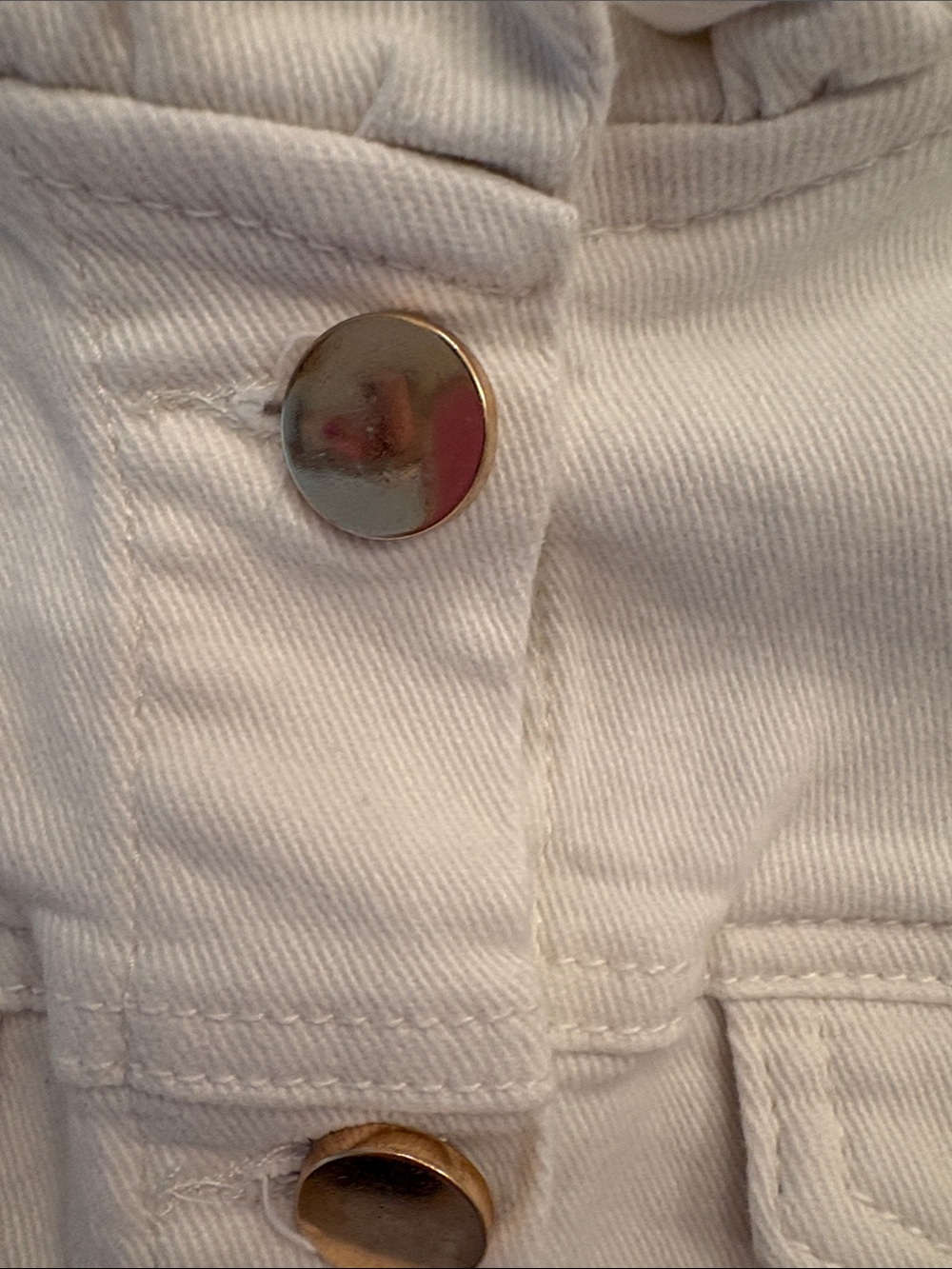 Draper James RSVP white denim Jacket with ruffle neck line - Picture 5 of 11